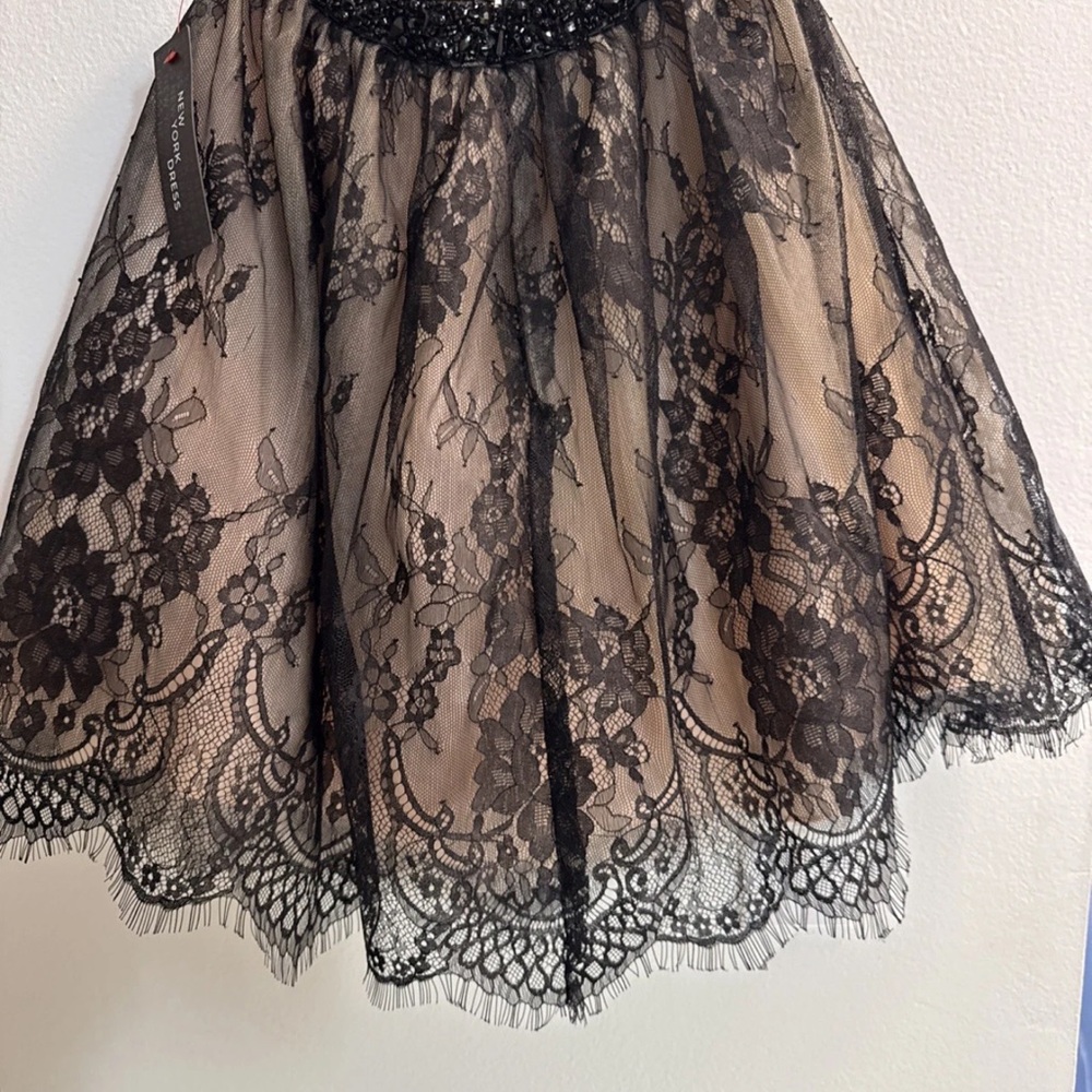 Alyce Paris Black Floral Lace Skater Skirt